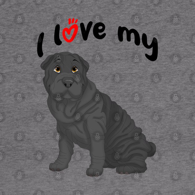 I Love My Black Shar-Pei Dog by millersye